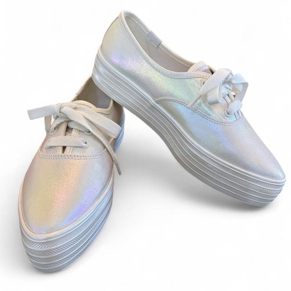 Keds Women's Silver and White Trainers